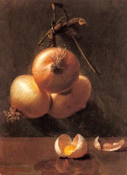 A Still Life with Onions and a Cracked Egg